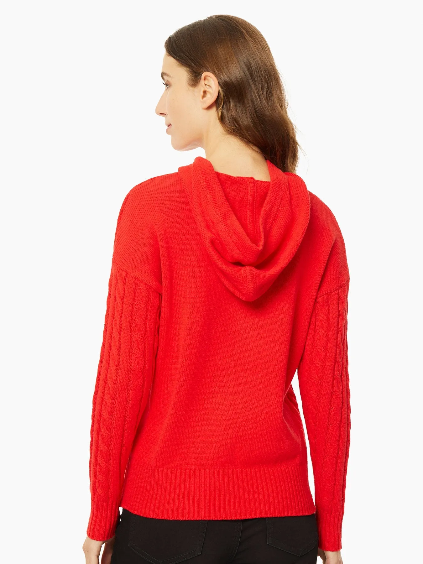 Hooded Cable Knit Sweater