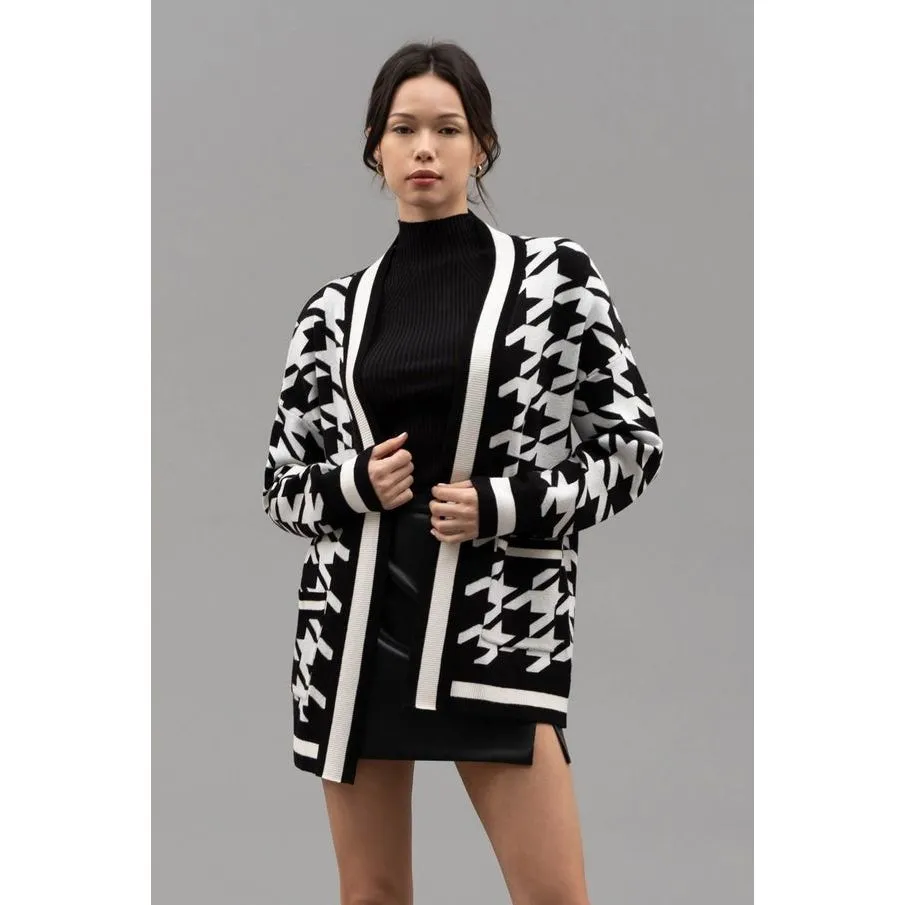 Houndstooth Knit Cardigan