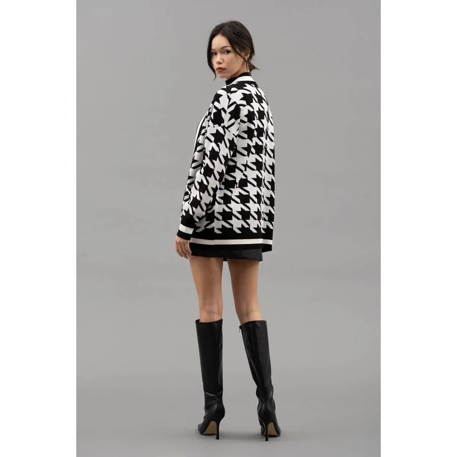 Houndstooth Knit Cardigan