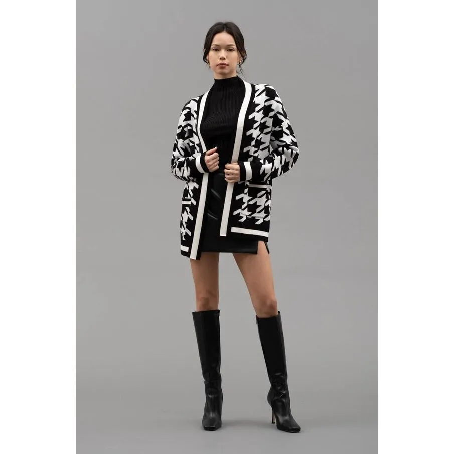 Houndstooth Knit Cardigan