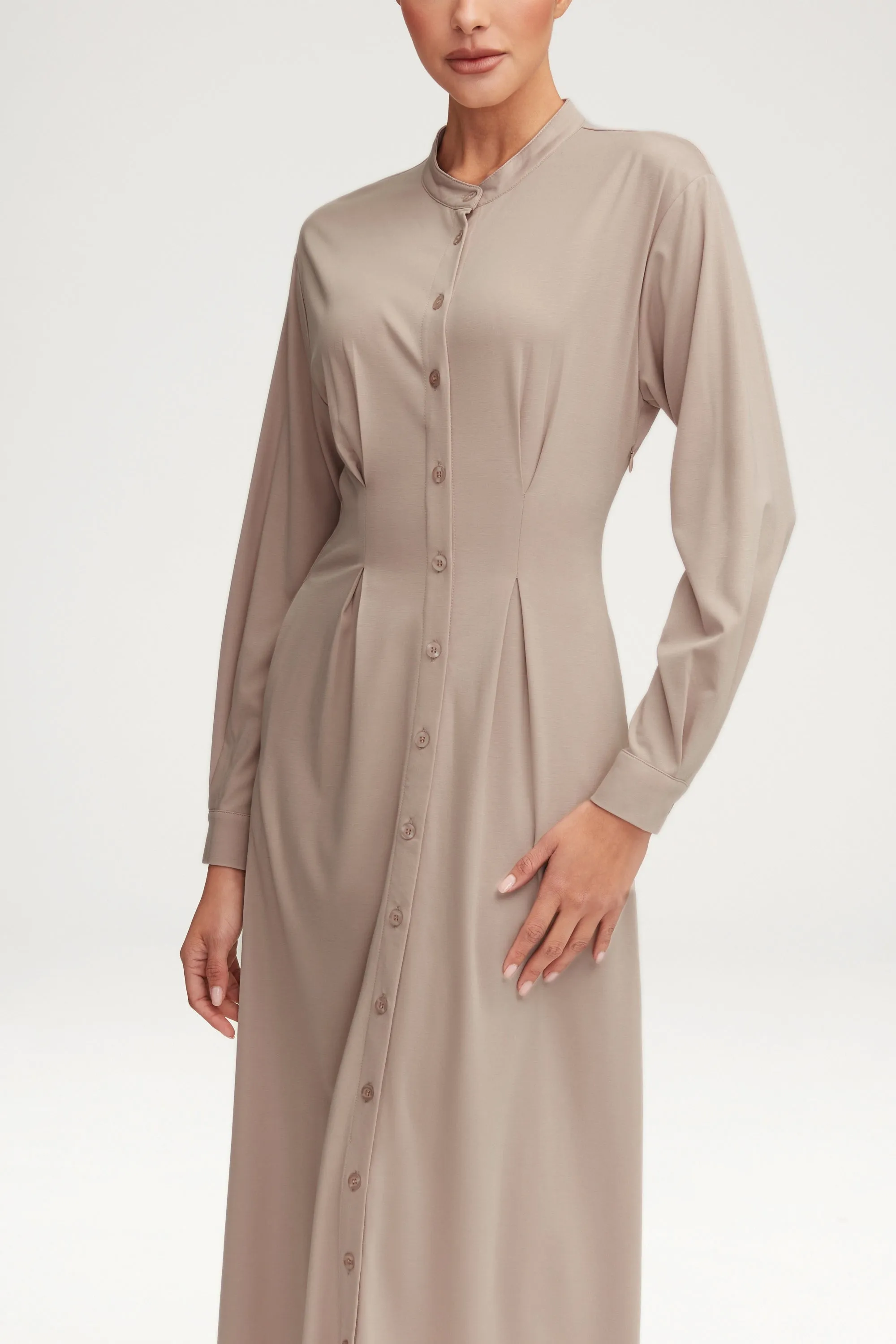 Ivy Jersey Button Down Maxi Dress - Stone