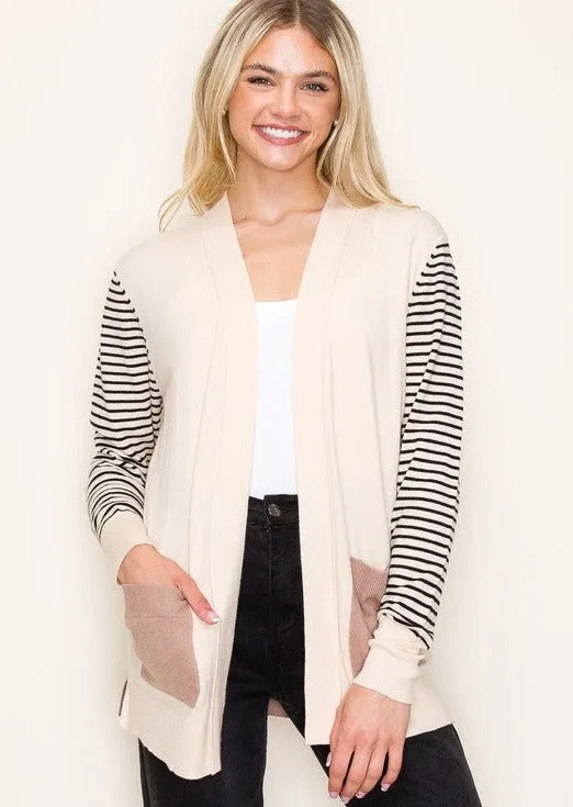 Jenna Striped Sleeve Cardigan