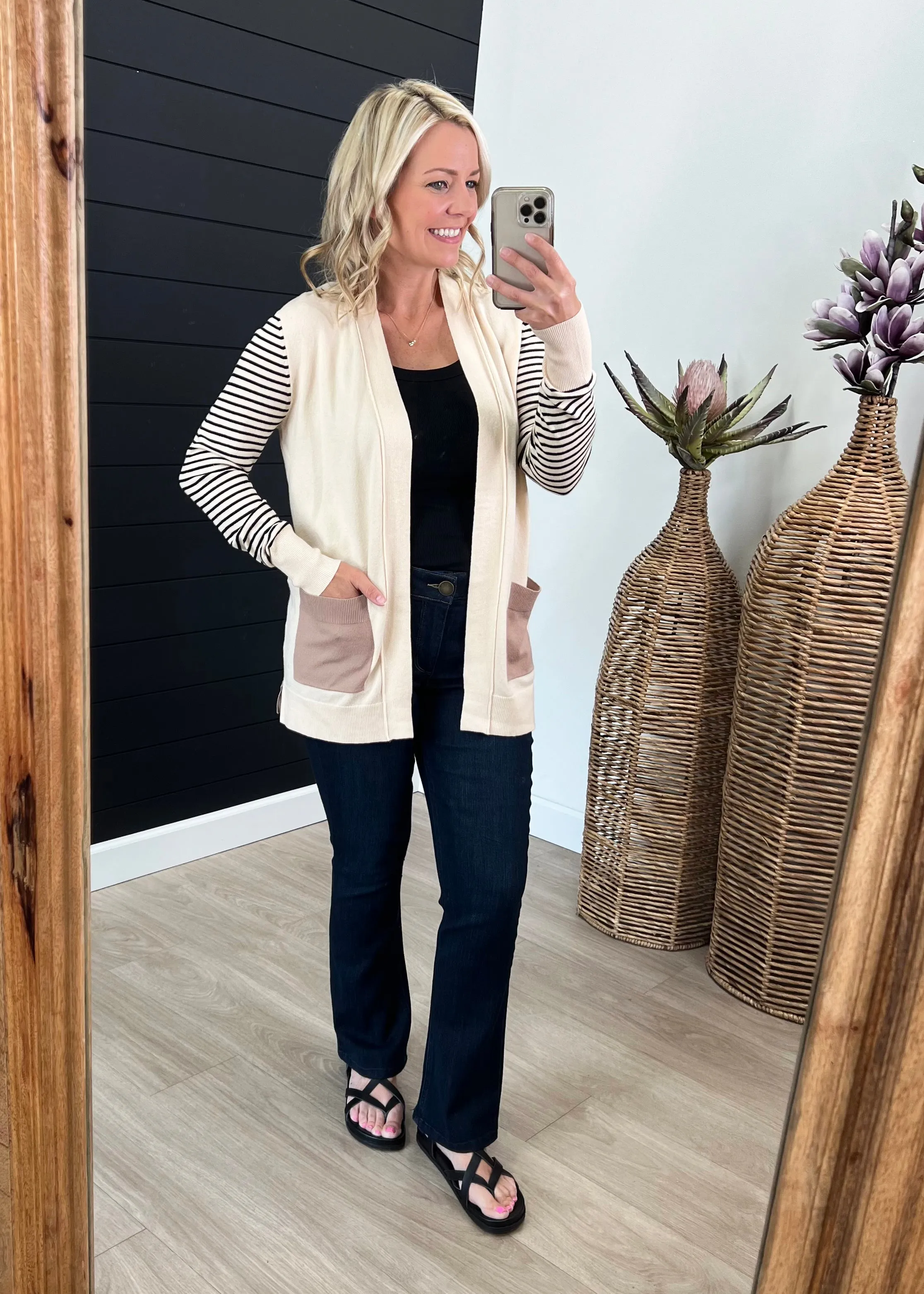 Jenna Striped Sleeve Cardigan