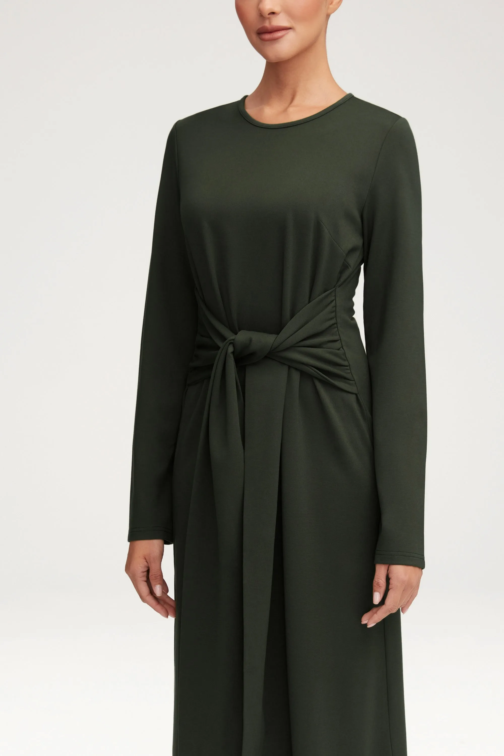 Jersey Tie Front Maxi Dress - Dark Cactus