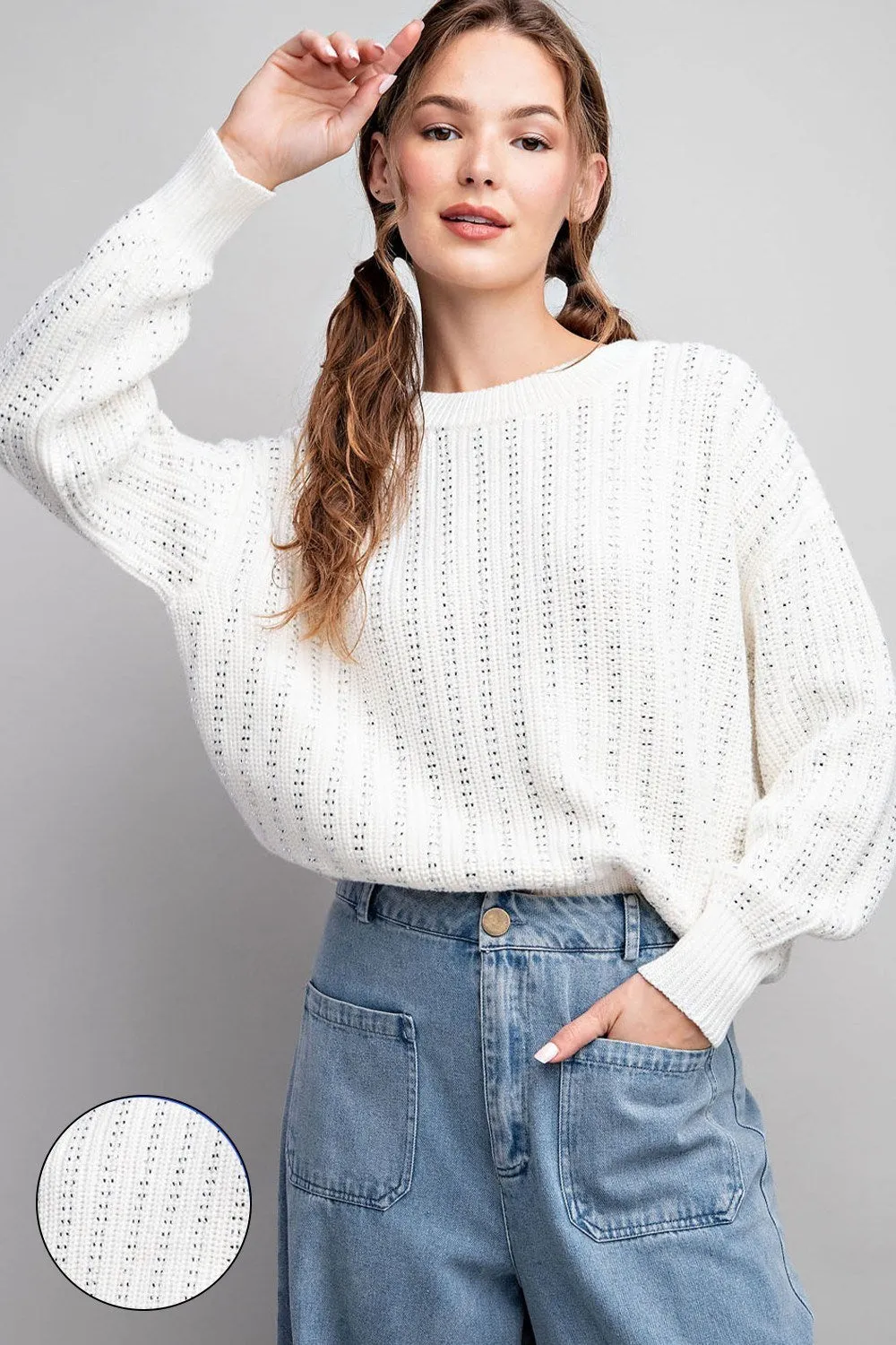 JEWEL CROCHET KNIT SWEATER