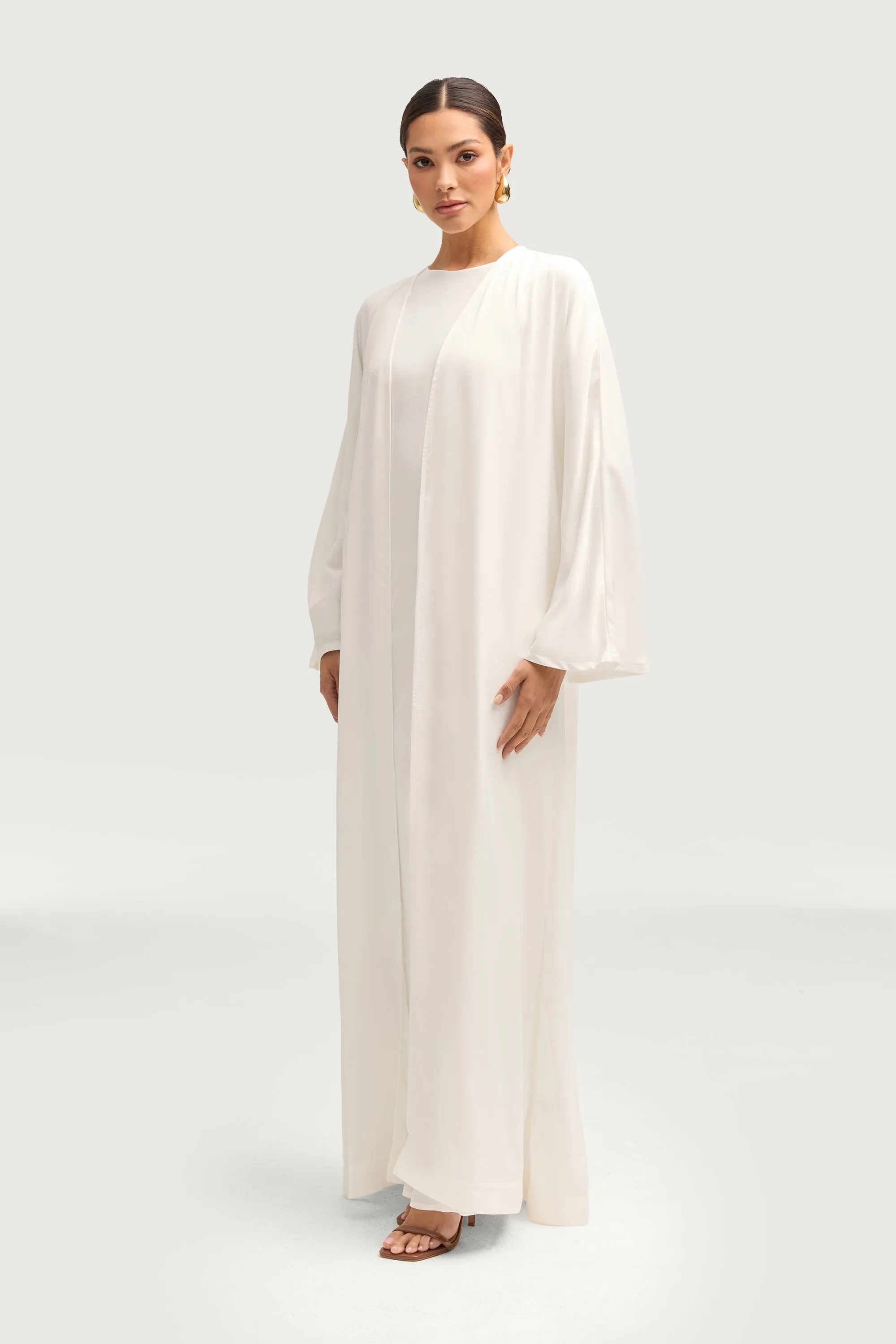 Kamila Open Abaya - White