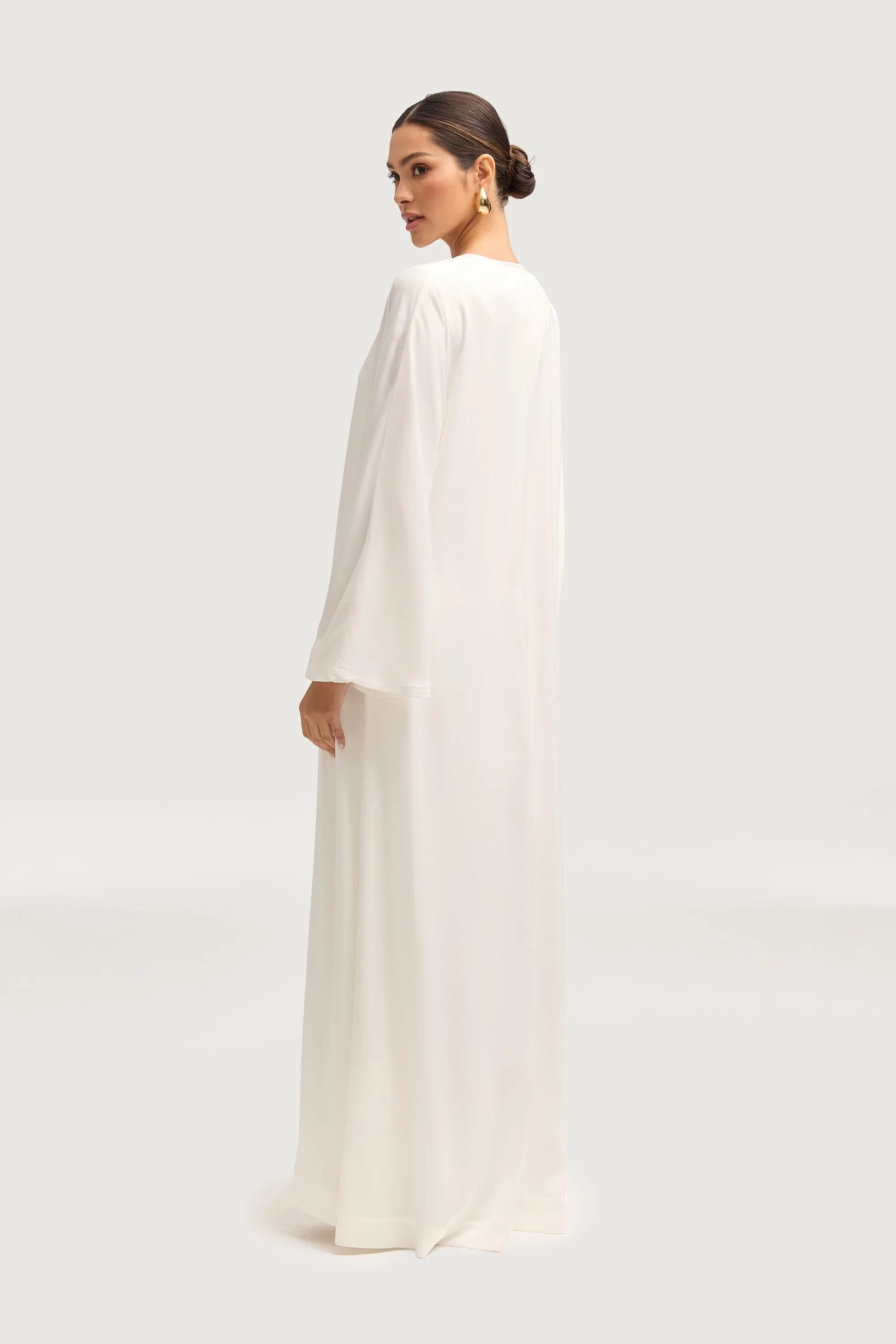 Kamila Open Abaya - White