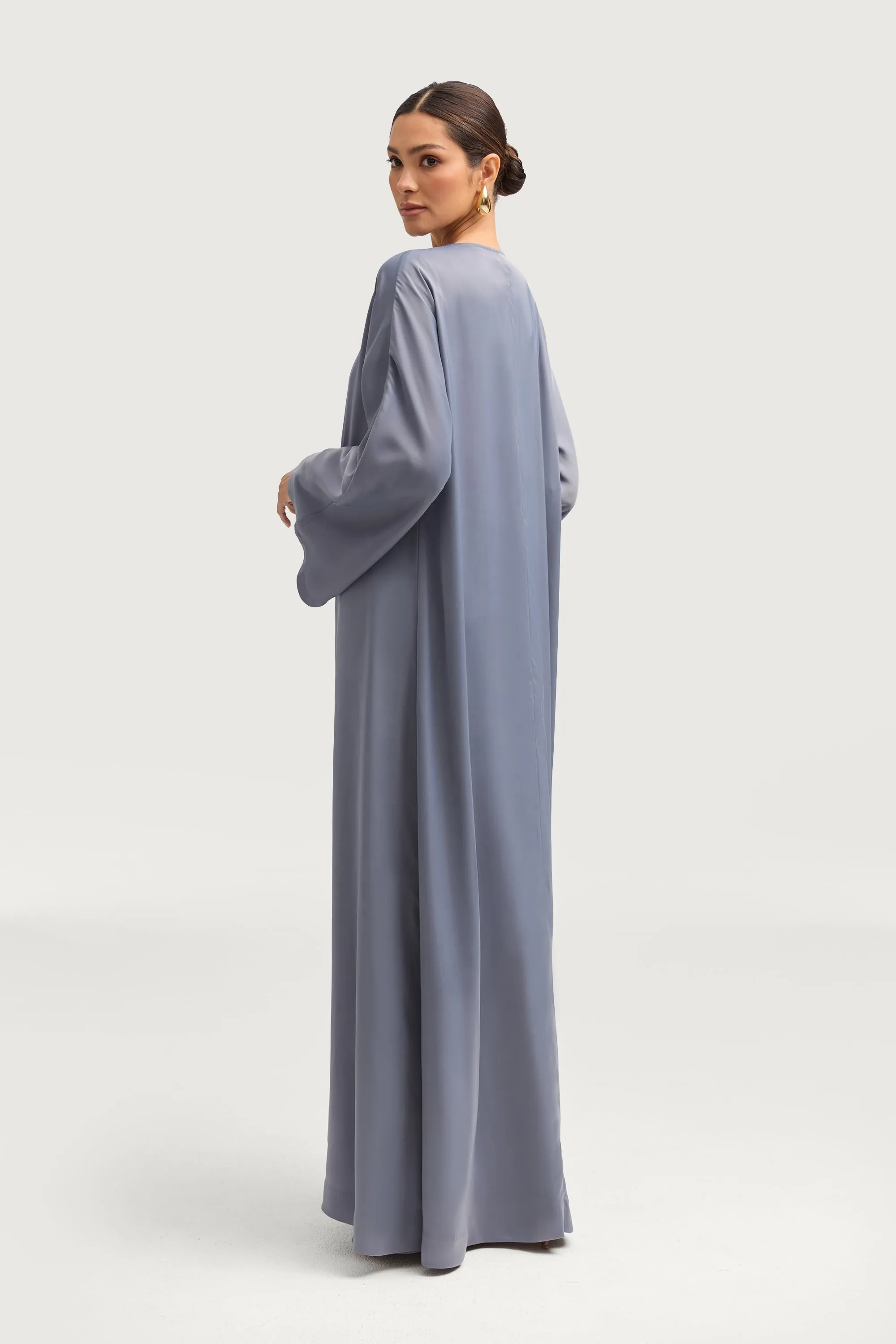 Kamila Open Abaya - Winter Blue