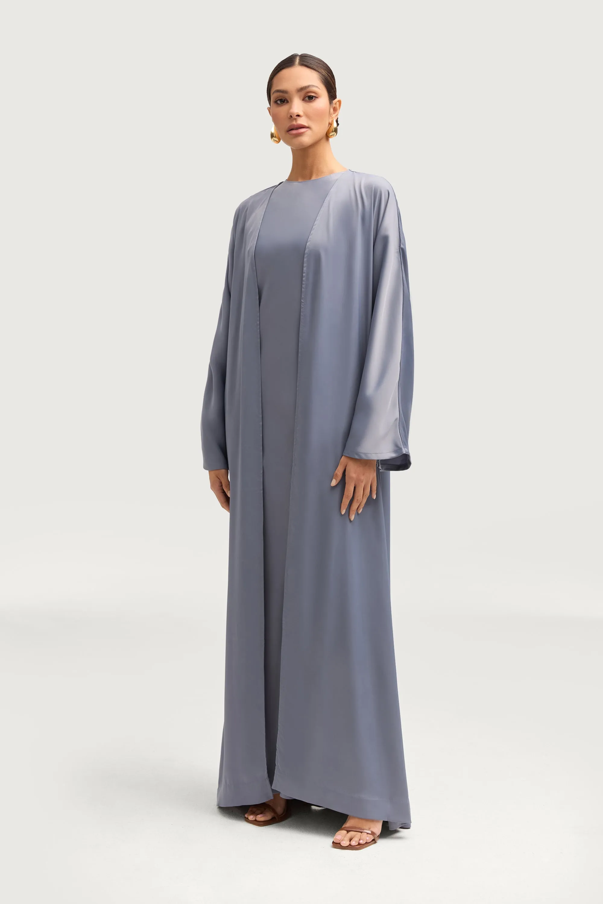 Kamila Open Abaya - Winter Blue