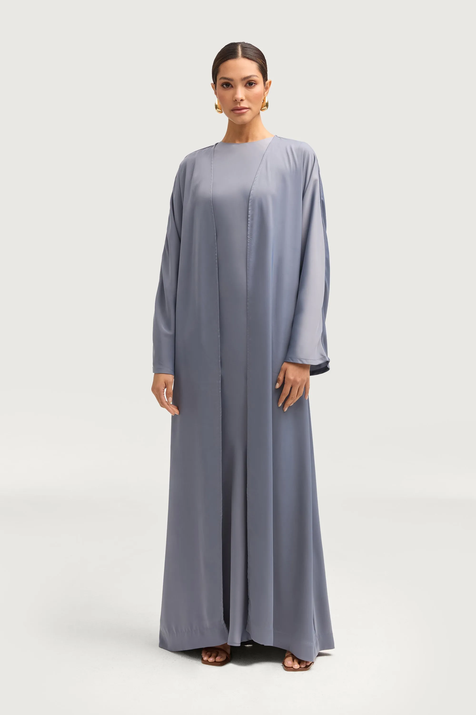 Kamila Open Abaya - Winter Blue