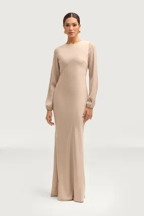 Kamila Satin Maxi Dress - Stone