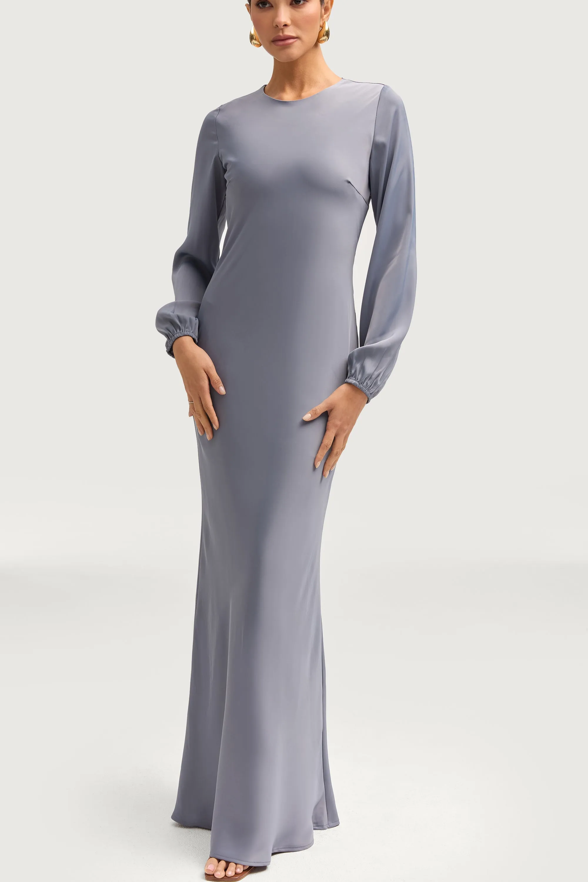 Kamila Satin Maxi Dress - Winter Blue