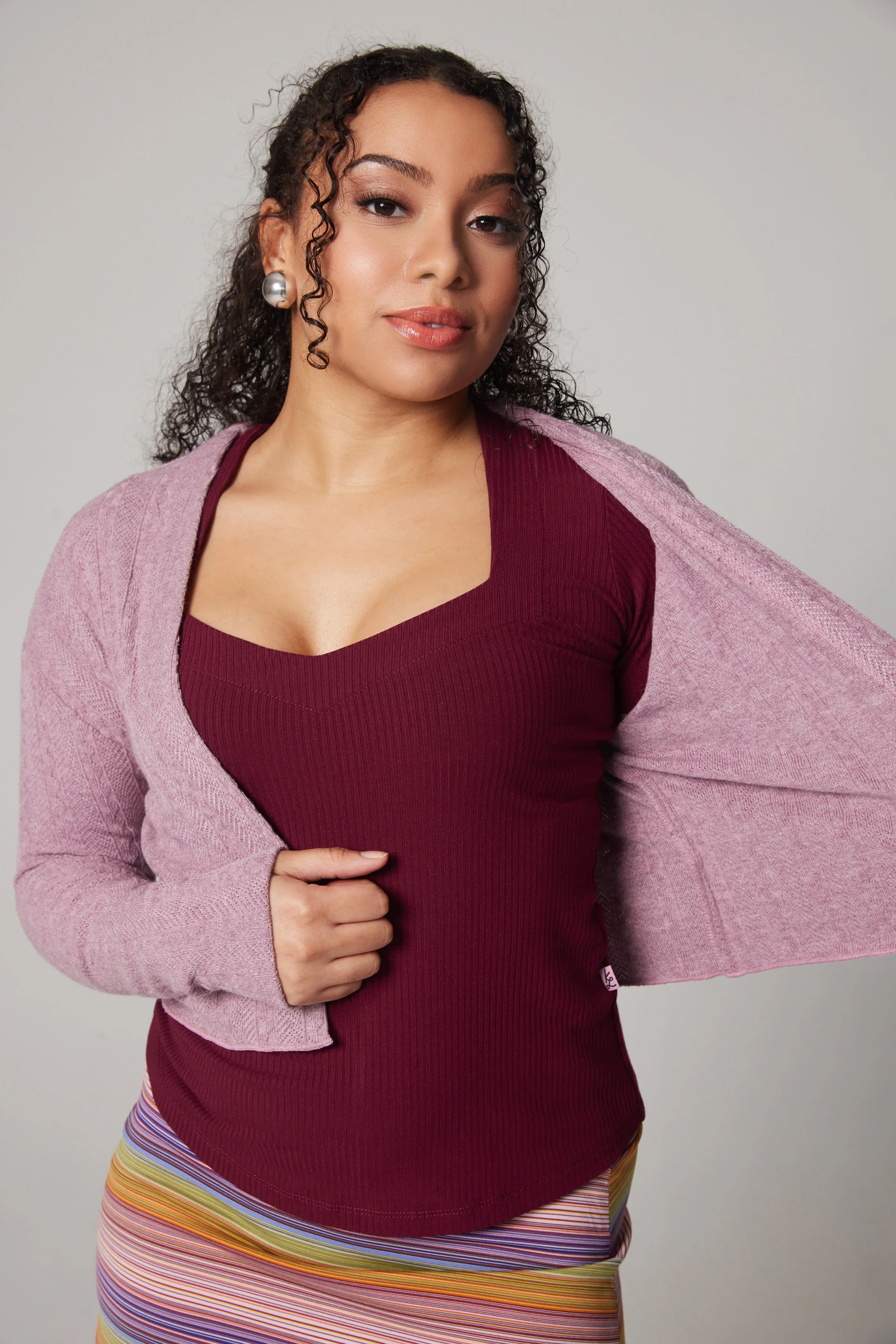 Knit Short Cardigan - Mauve