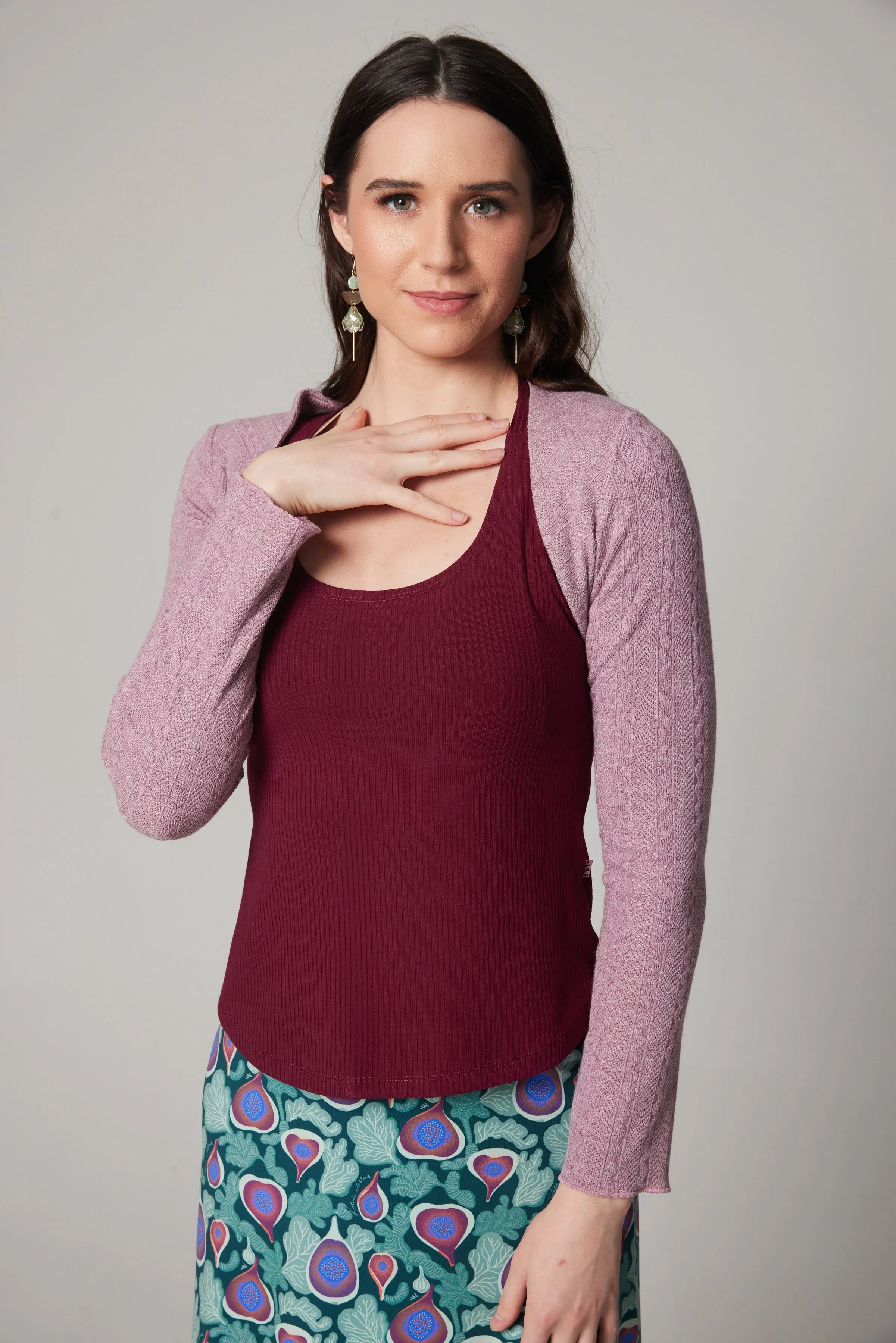 Knit Short Cardigan - Mauve