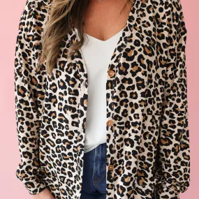 Lana Leopard Tan Women's French Terry Cardigan