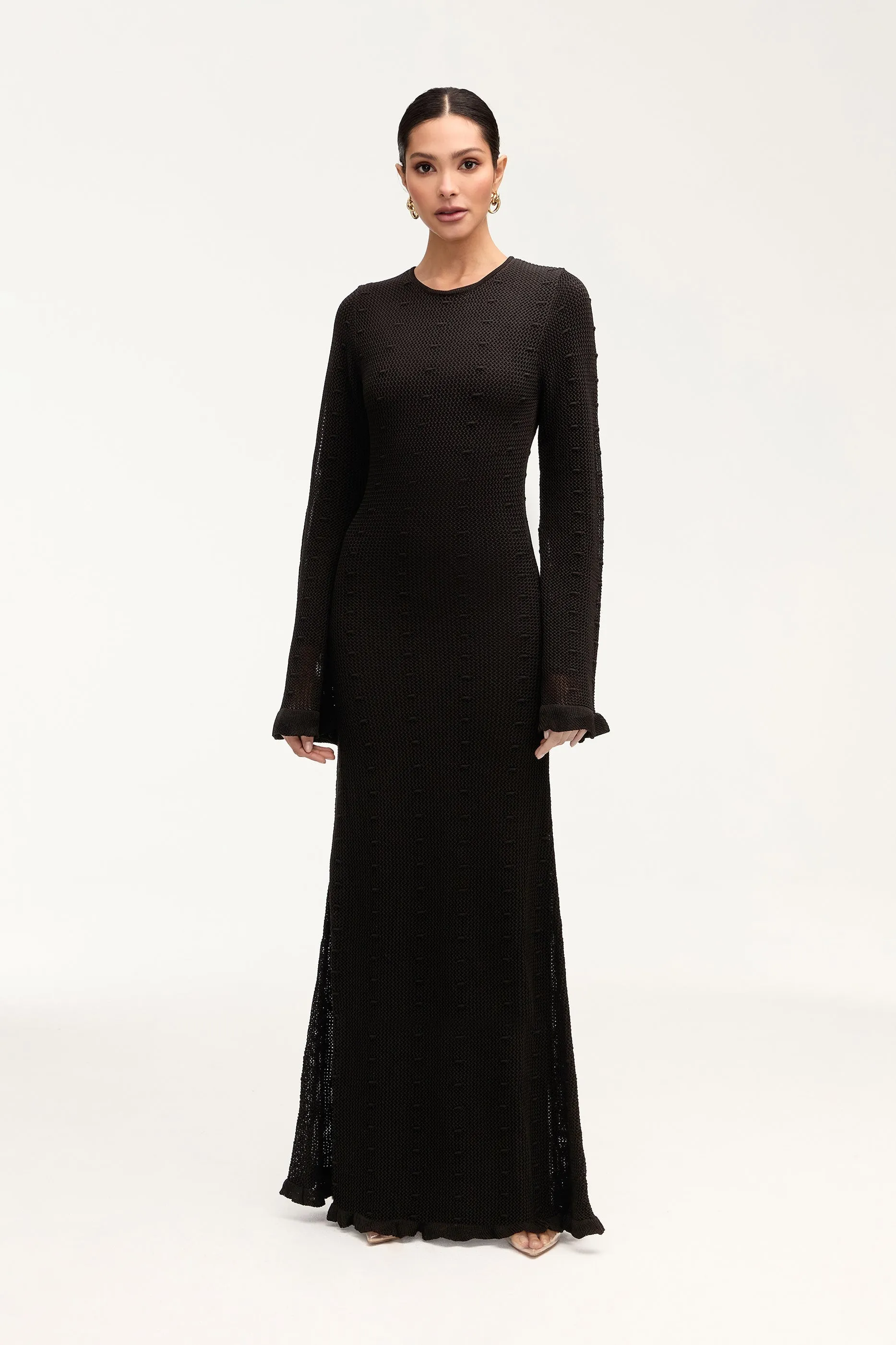 Leilani Crochet Maxi Dress - Black