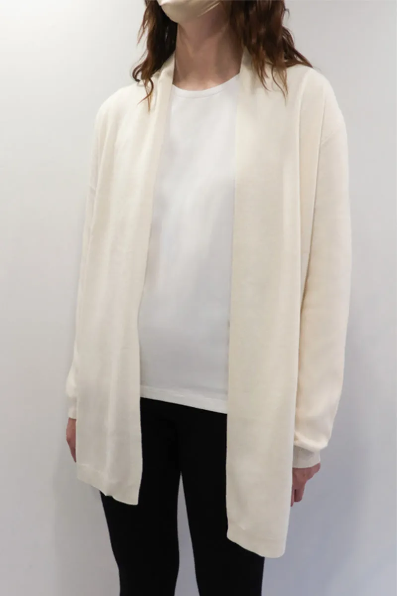 Lemonwood Rolled Collar Cashmere Cardigan (Black, White   Chalk)