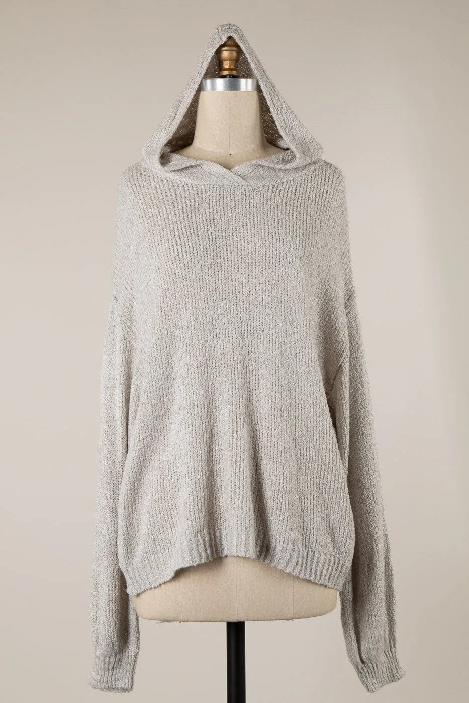 LIGHTWEIGHT SEMI SHEER HOODIE KNIT SWEATER 1 PACK