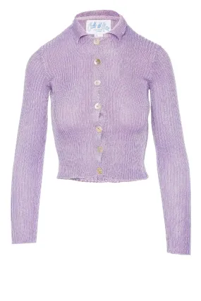 Lilac Ribbed Long Sleeve Cardigan