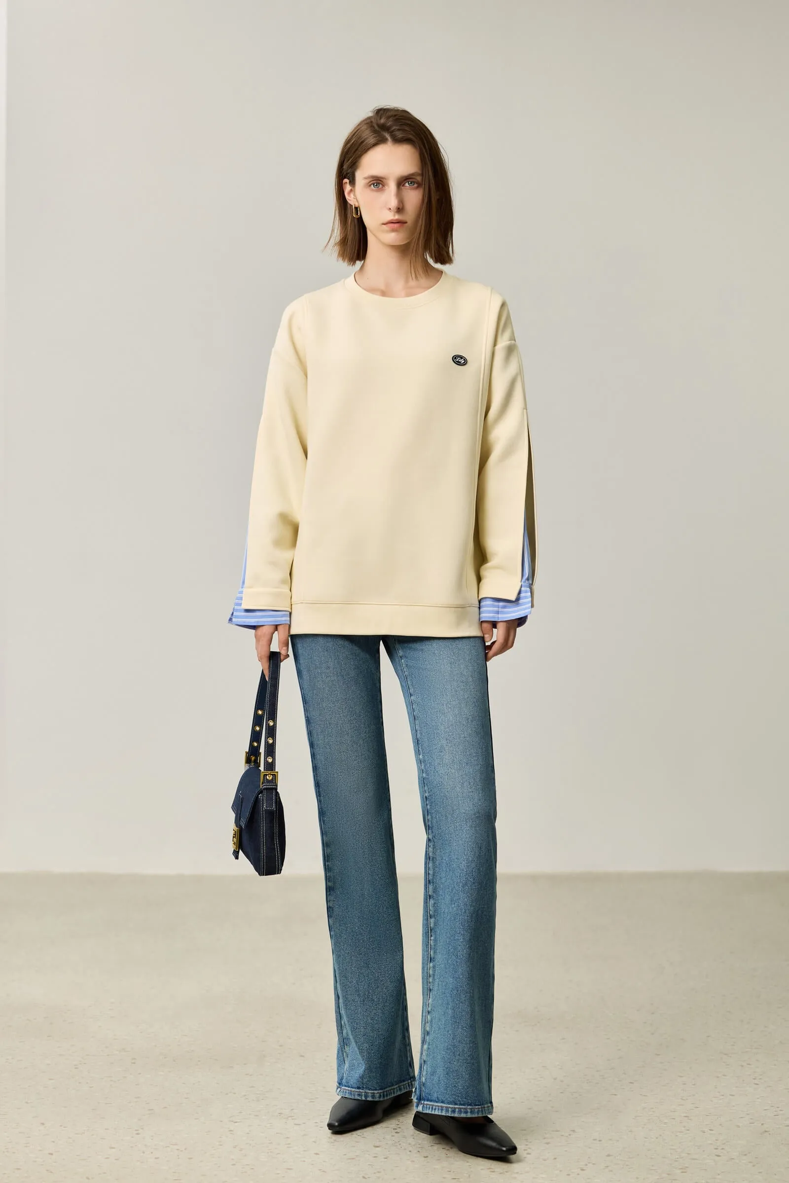 LILY Textured Crew Neck Sweatshirt