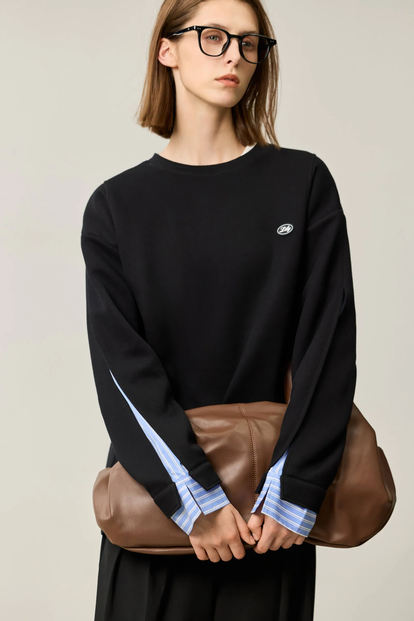 LILY Textured Crew Neck Sweatshirt