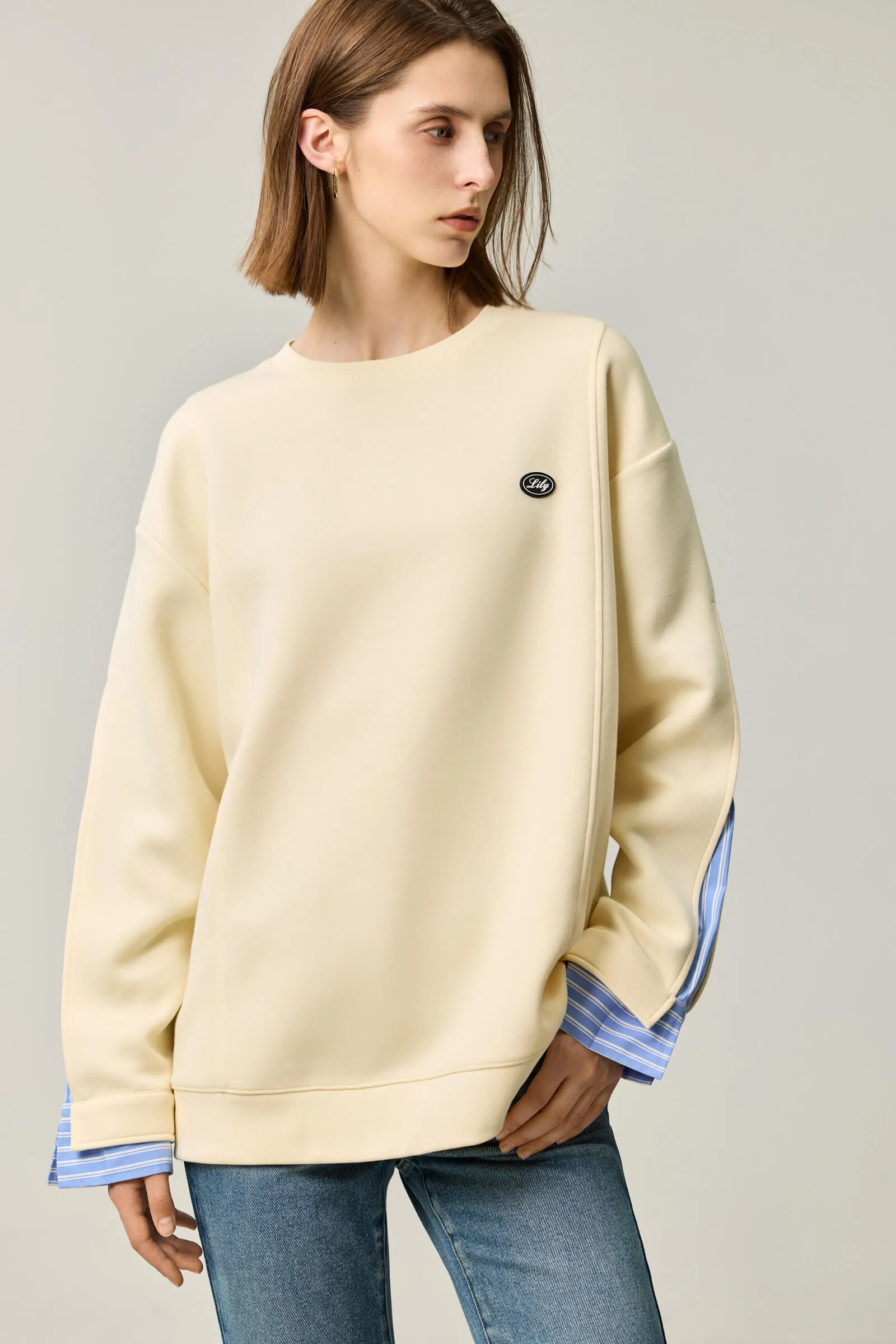 LILY Textured Crew Neck Sweatshirt