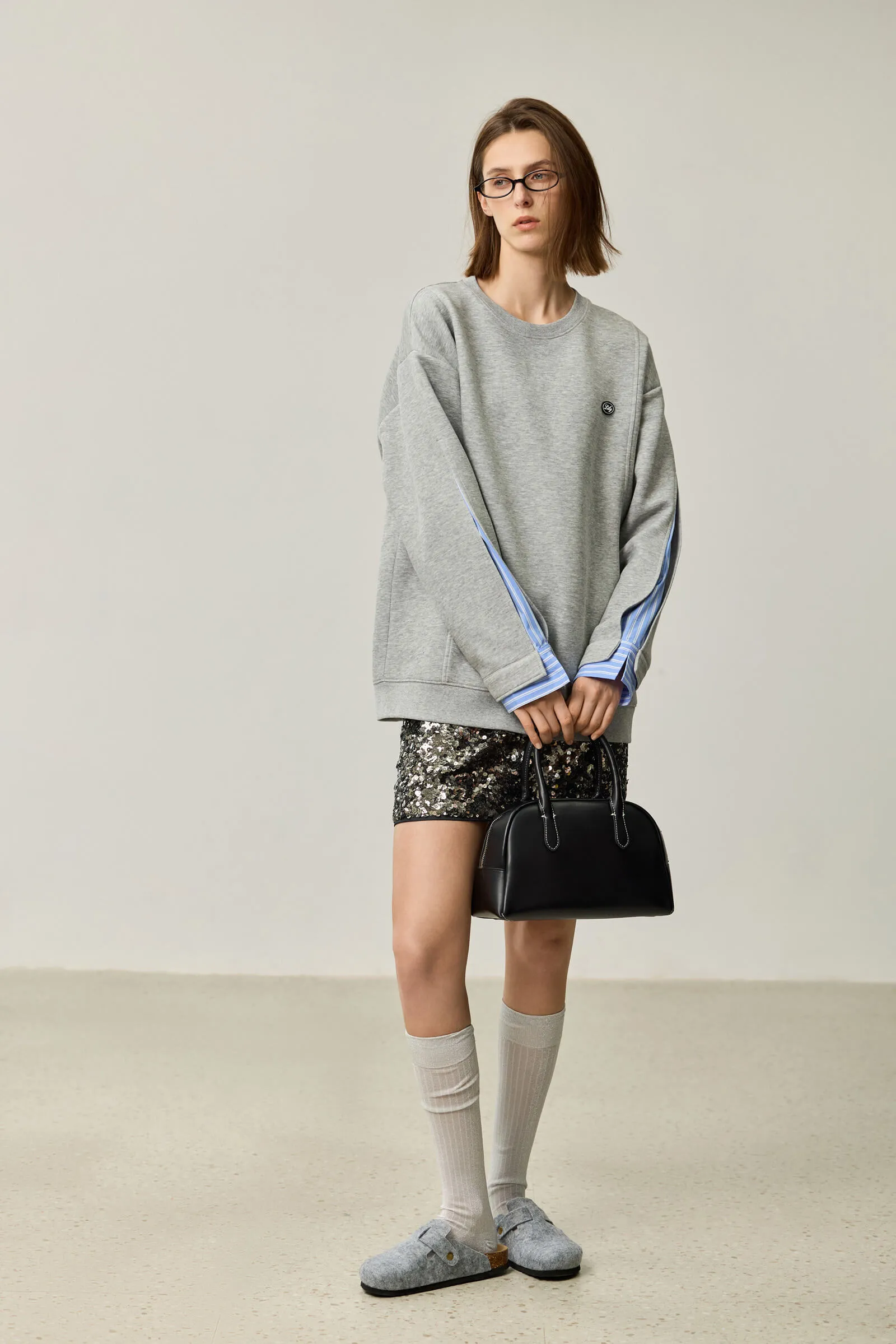 LILY Textured Crew Neck Sweatshirt