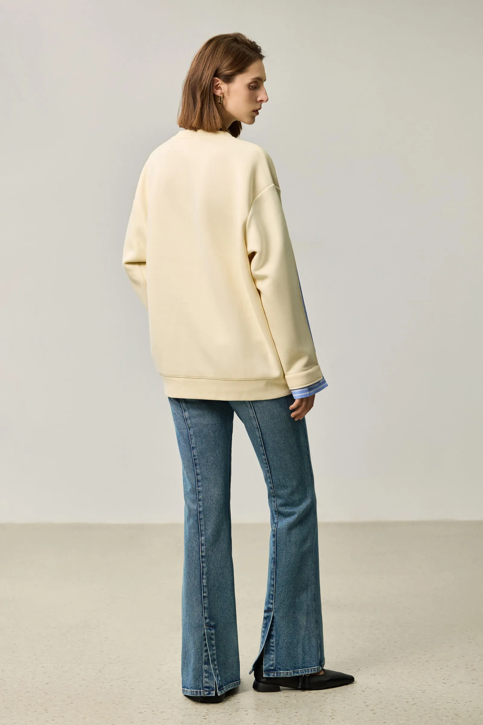 LILY Textured Crew Neck Sweatshirt