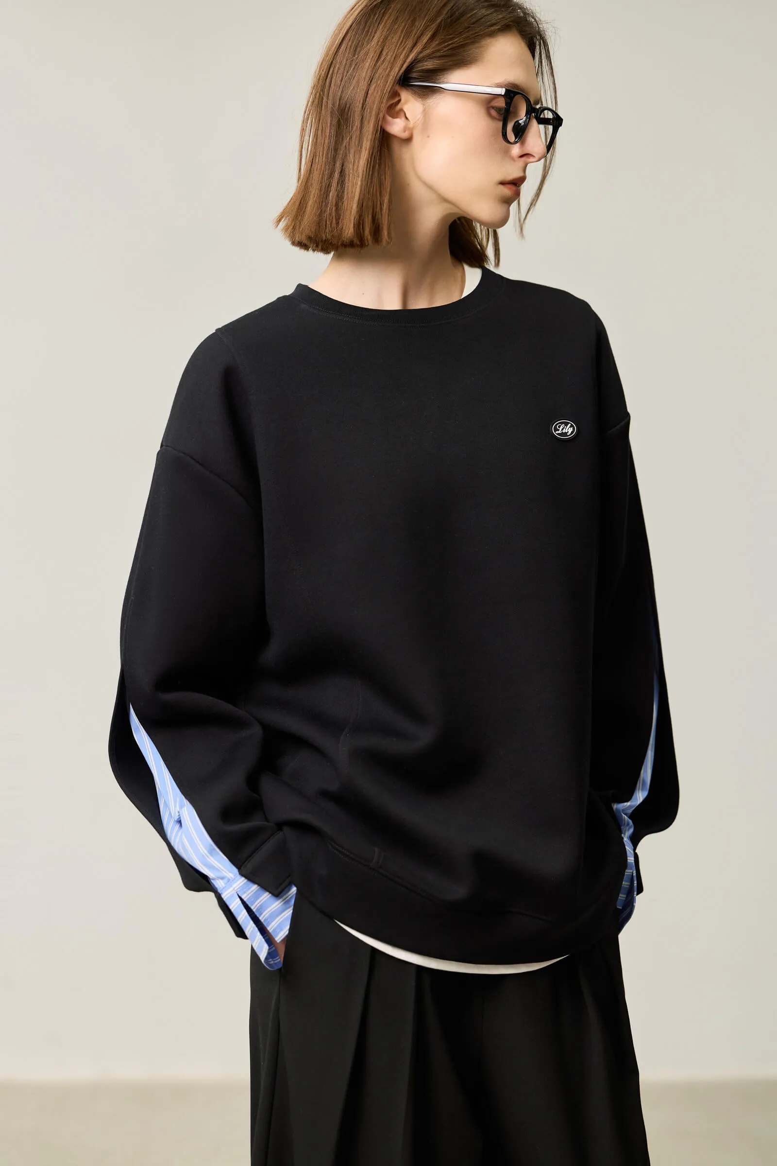 LILY Textured Crew Neck Sweatshirt