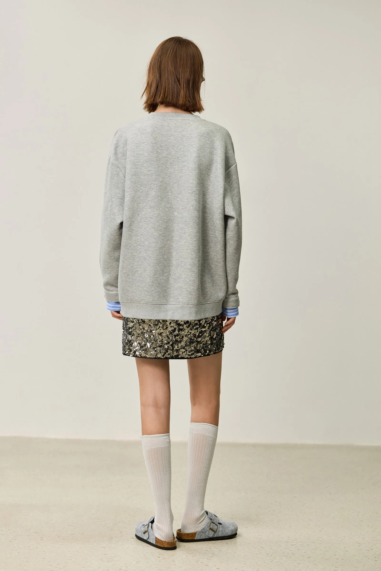 LILY Textured Crew Neck Sweatshirt