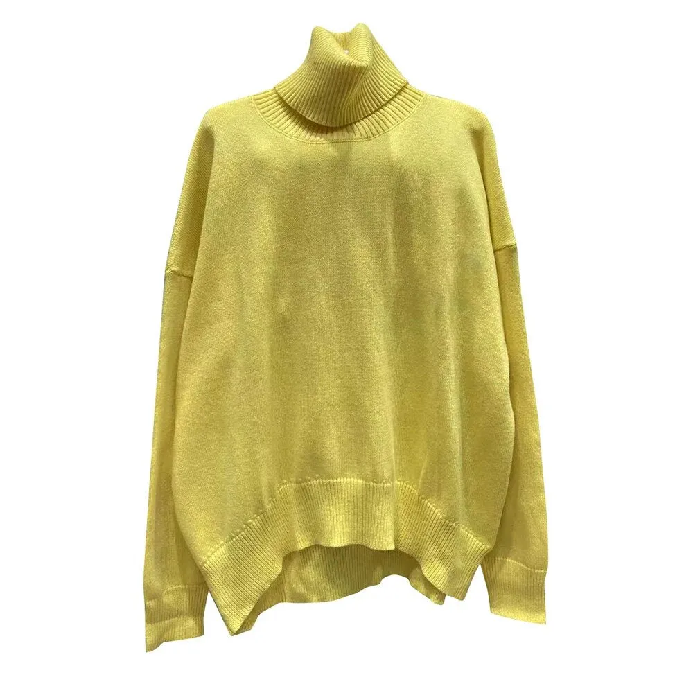 Loose Knitting Sweater For Women Turtleneck Long Sleeve Solid Minimalist Sweaters Female Fashion Spring Clothes