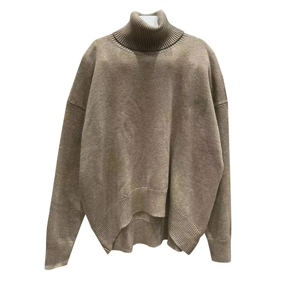 Loose Knitting Sweater For Women Turtleneck Long Sleeve Solid Minimalist Sweaters Female Fashion Spring Clothes