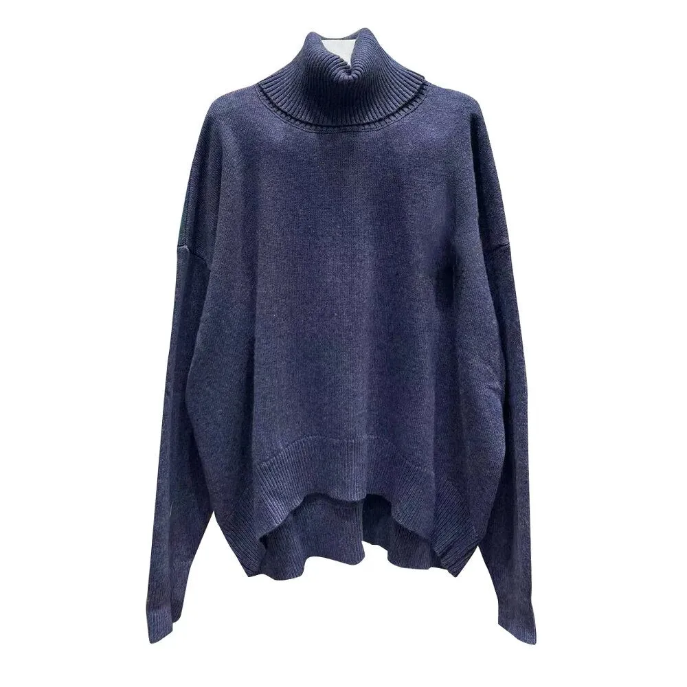 Loose Knitting Sweater For Women Turtleneck Long Sleeve Solid Minimalist Sweaters Female Fashion Spring Clothes