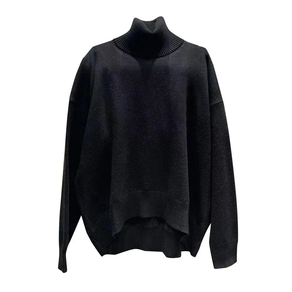 Loose Knitting Sweater For Women Turtleneck Long Sleeve Solid Minimalist Sweaters Female Fashion Spring Clothes