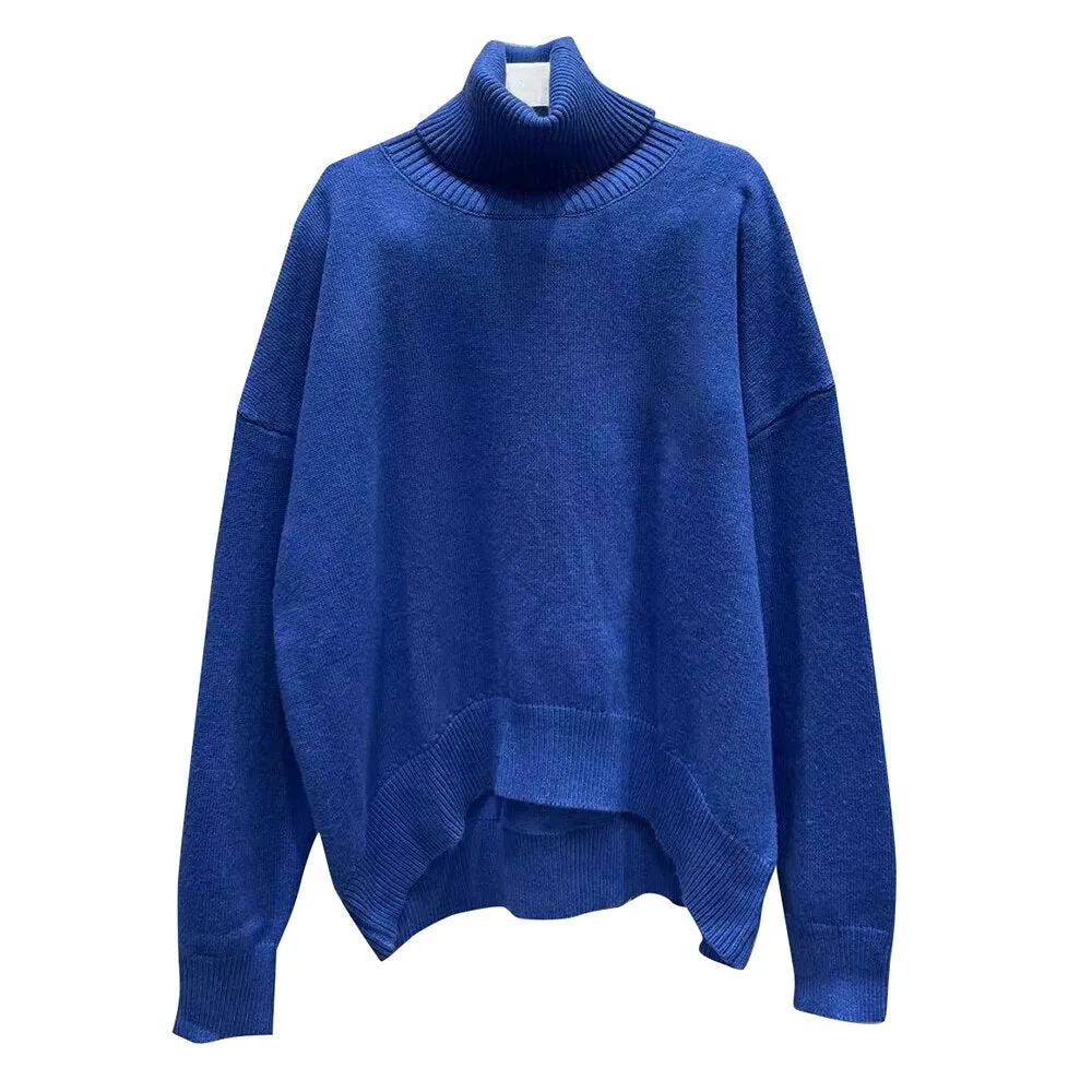 Loose Knitting Sweater For Women Turtleneck Long Sleeve Solid Minimalist Sweaters Female Fashion Spring Clothes