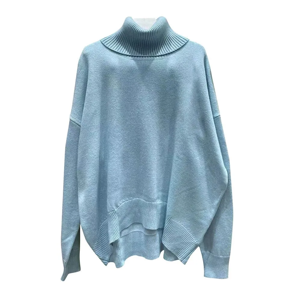 Loose Knitting Sweater For Women Turtleneck Long Sleeve Solid Minimalist Sweaters Female Fashion Spring Clothes