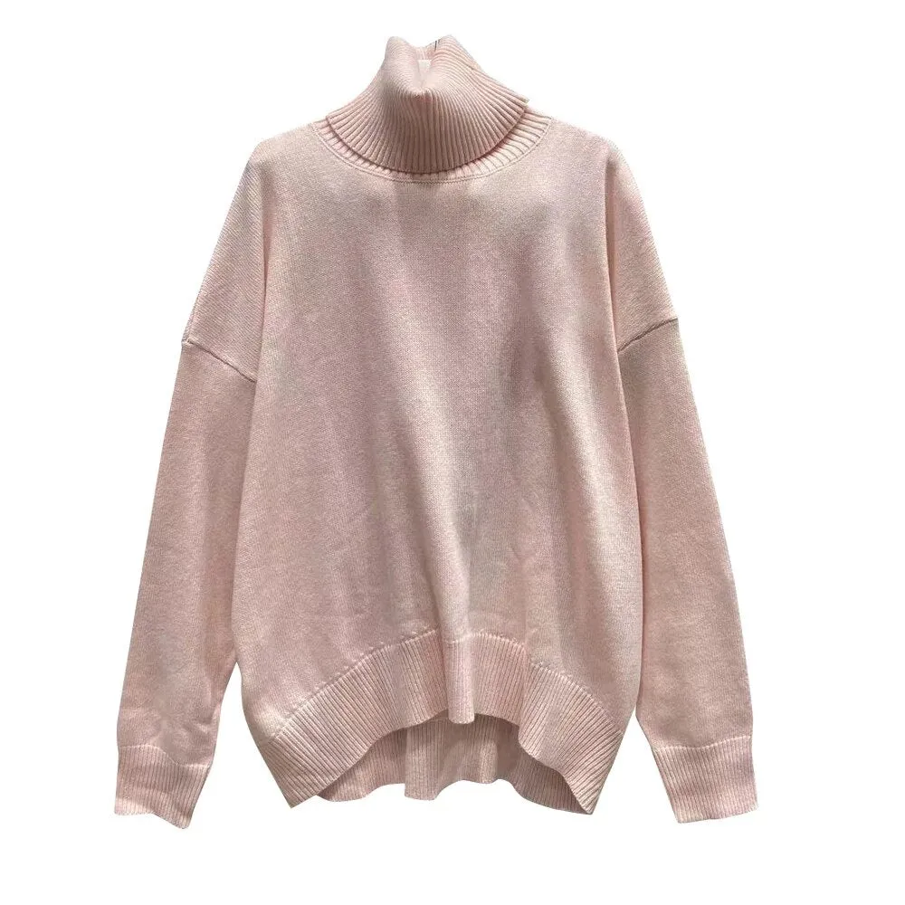 Loose Knitting Sweater For Women Turtleneck Long Sleeve Solid Minimalist Sweaters Female Fashion Spring Clothes