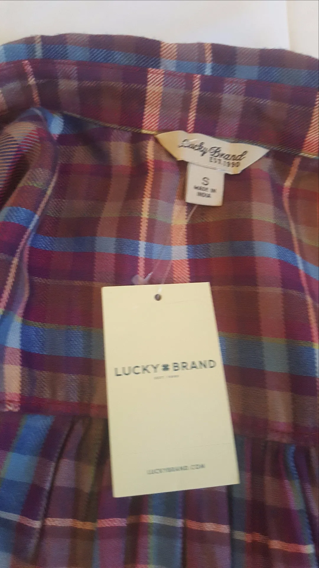 Lucky Brand Loose Plaid Button Front Shirt-New