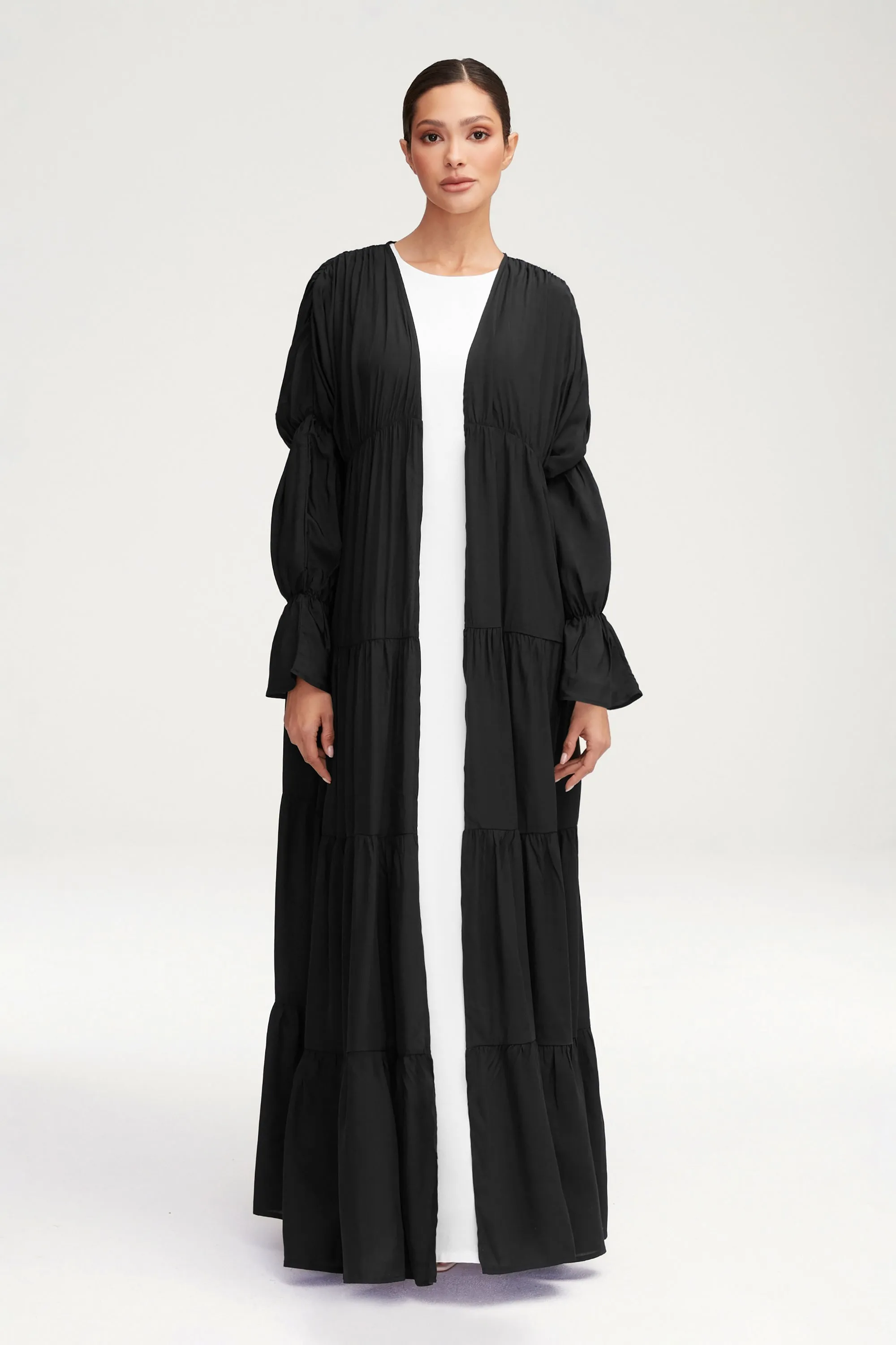 Malika Open Abaya - Black