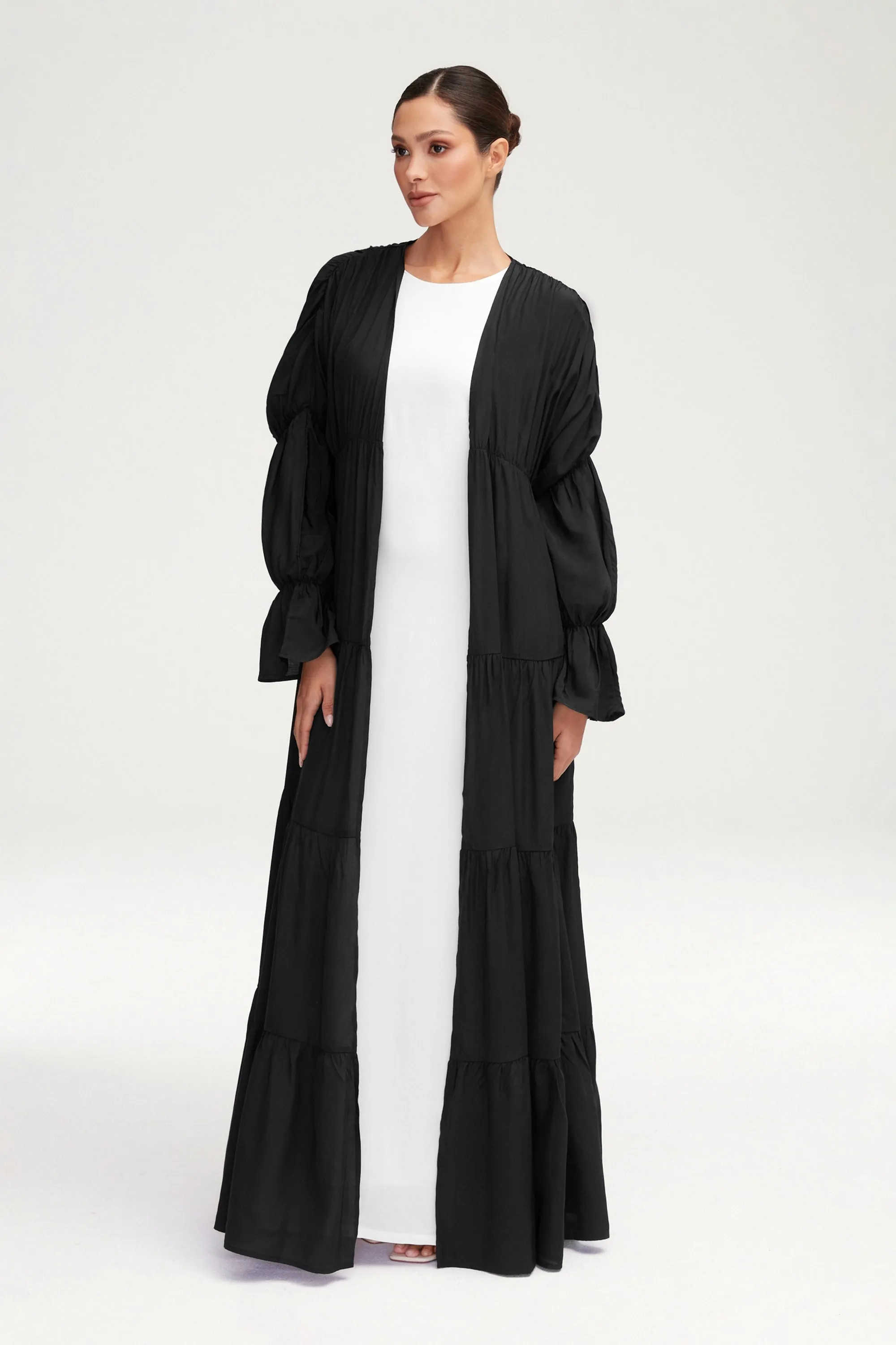 Malika Open Abaya - Black