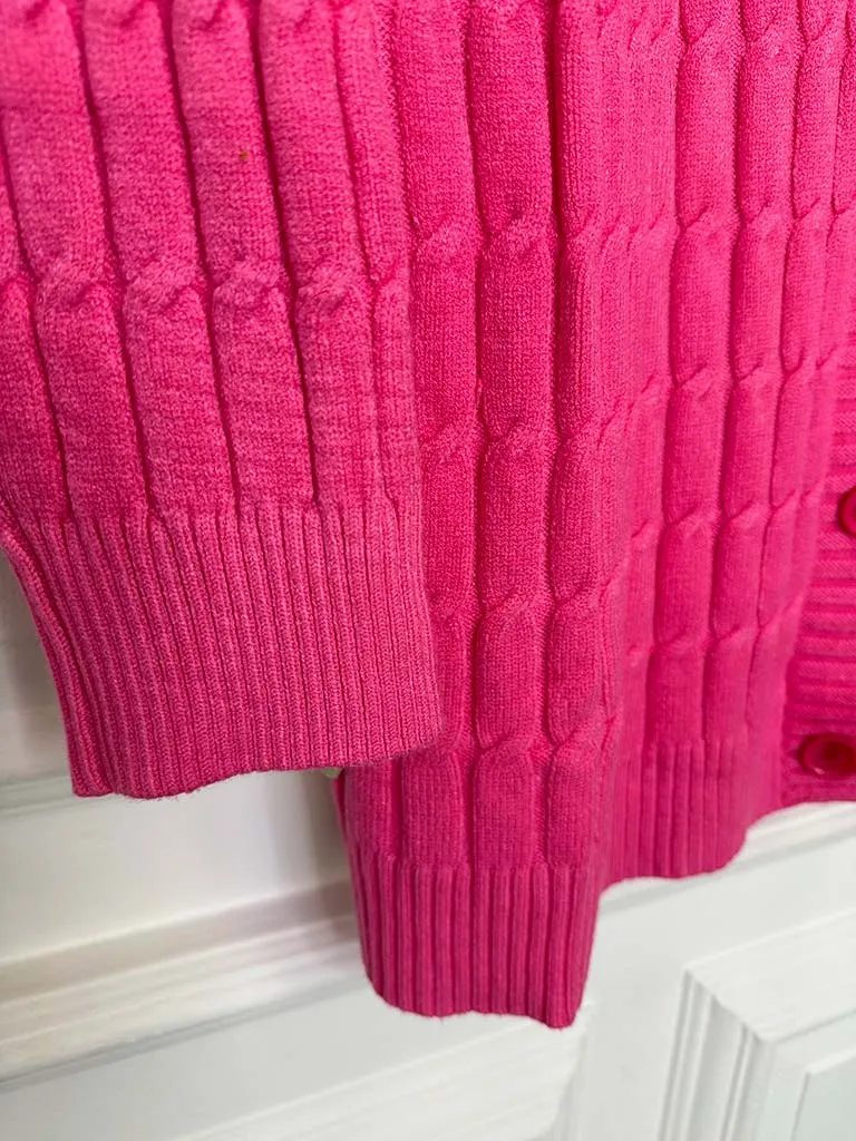 Malissa J Cable Knit Cardigan - Candy Pink