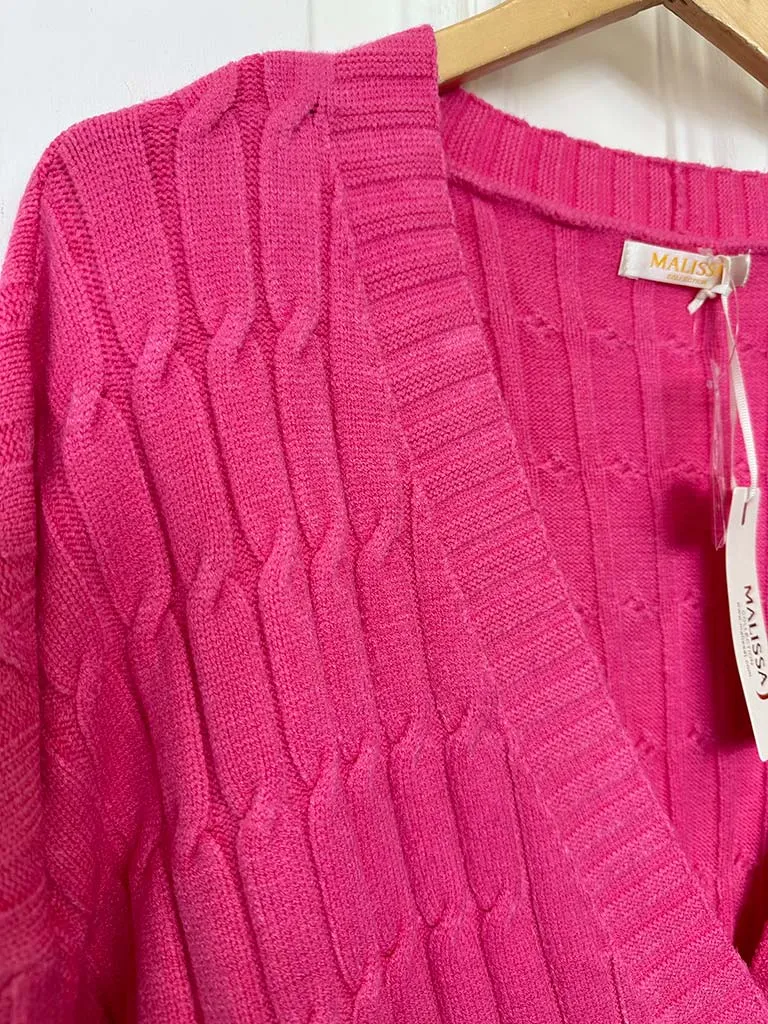 Malissa J Cable Knit Cardigan - Candy Pink