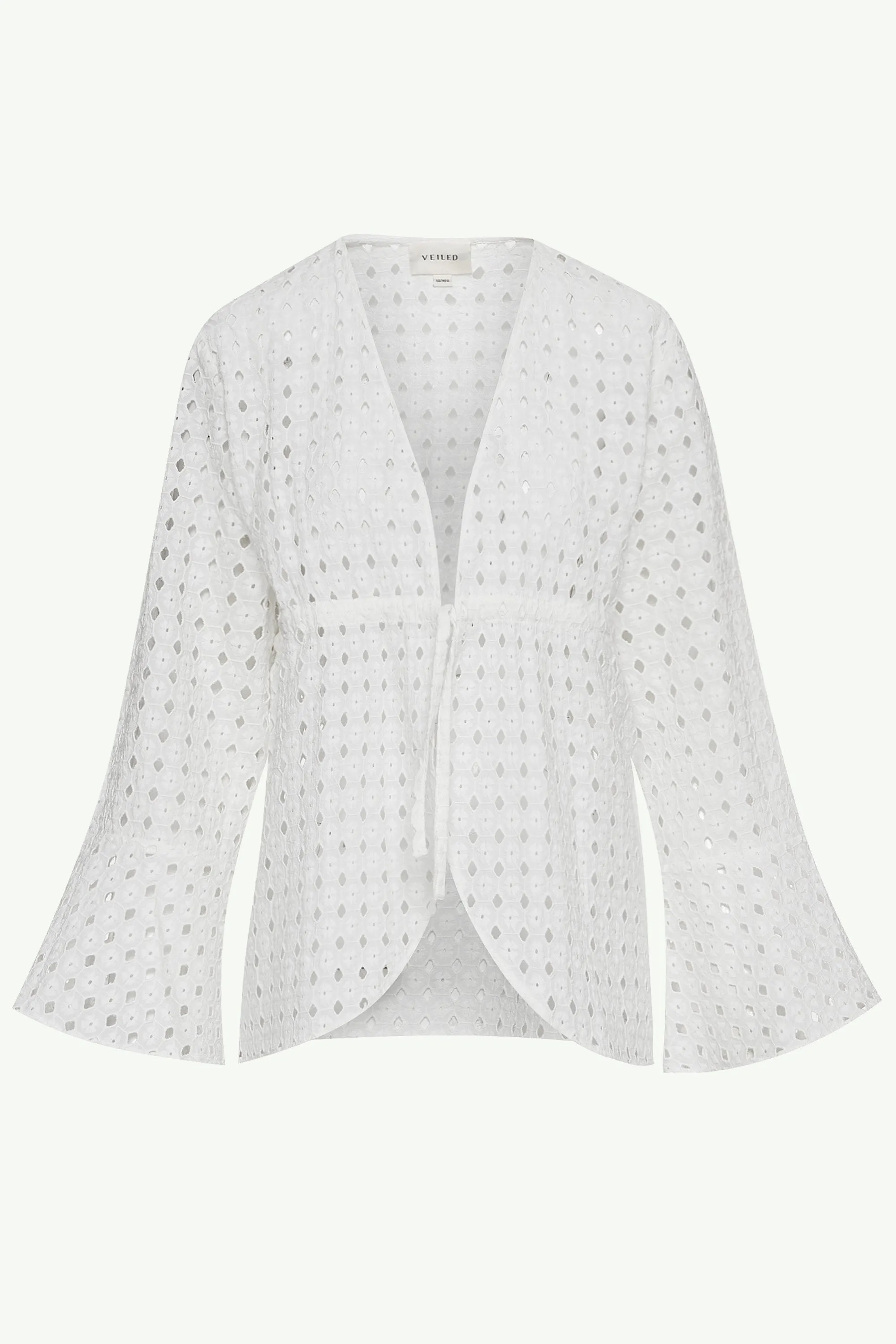 Mamba White Eyelet Tie Front Top