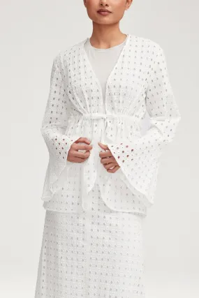 Mamba White Eyelet Tie Front Top