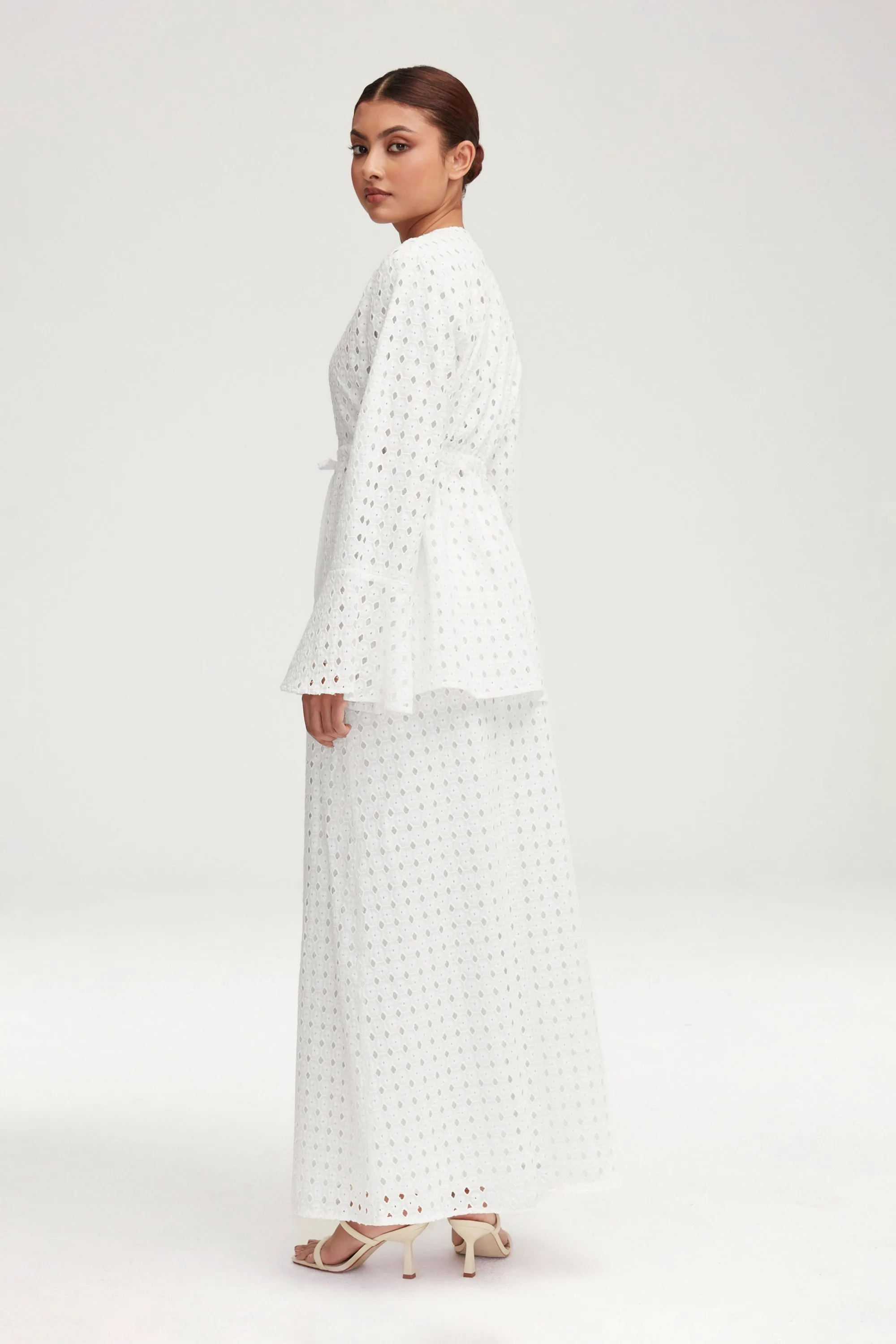 Mamba White Eyelet Tie Front Top