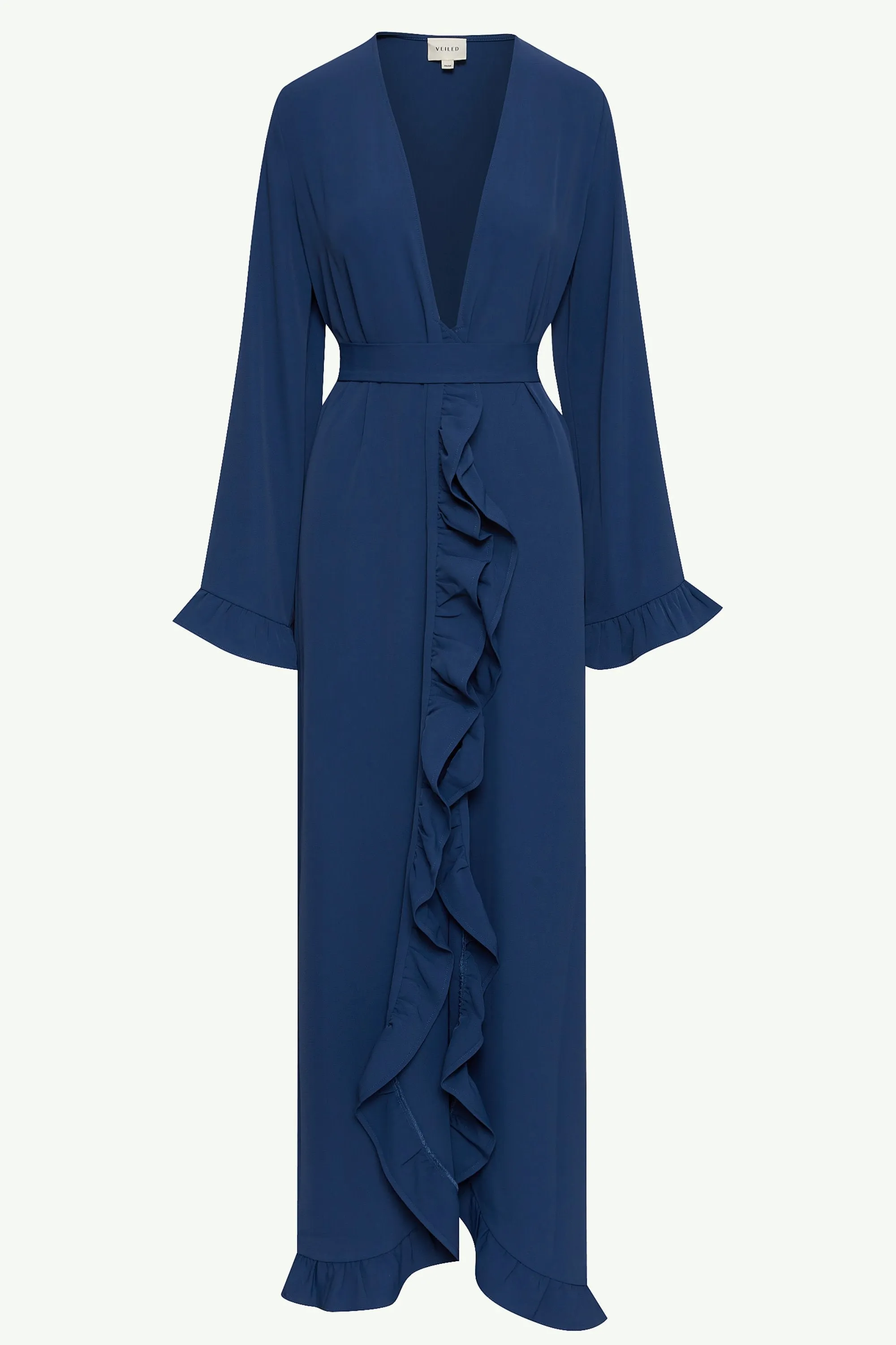 Mariam Ruffle Open Abaya - Midnight Blue