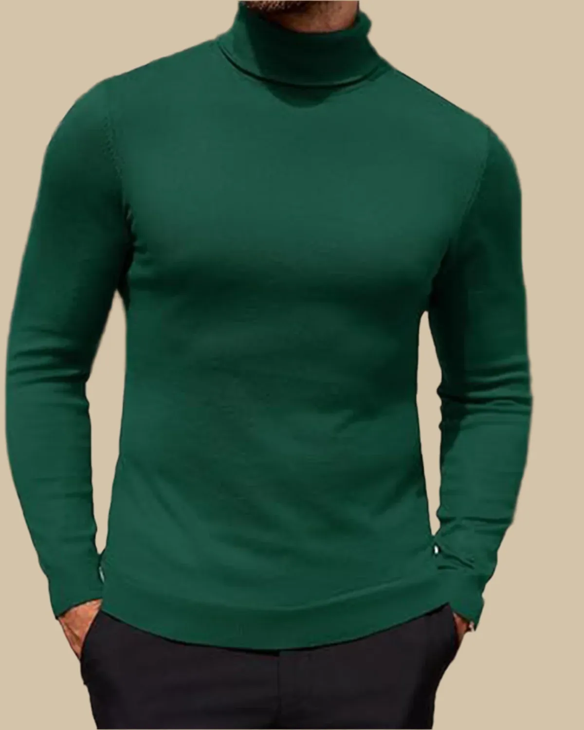 Men Viscose Slim Fit Turtleneck