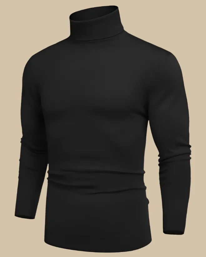 Men Viscose Slim Fit Turtleneck