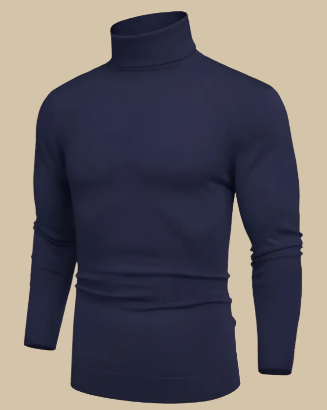 Men Viscose Slim Fit Turtleneck