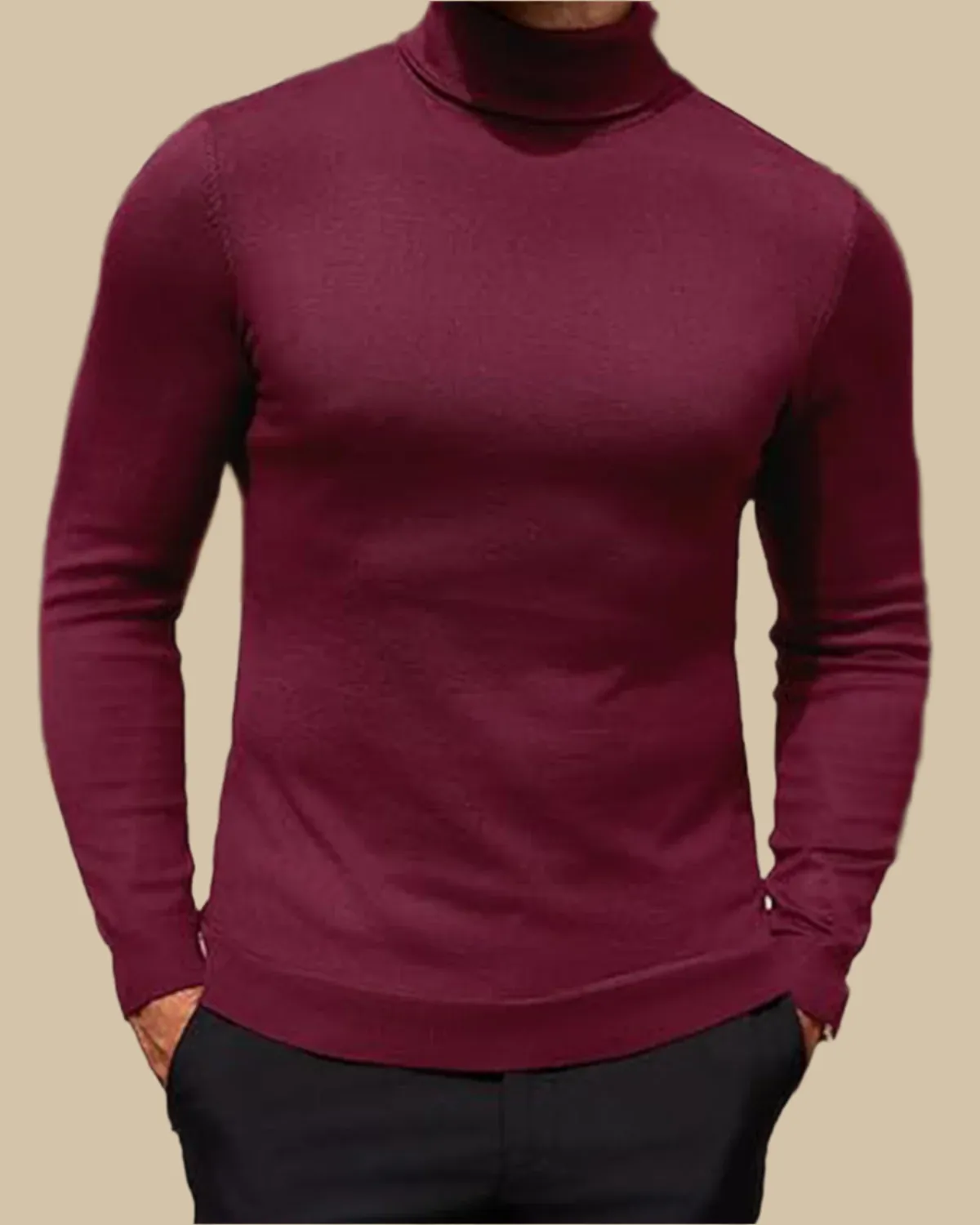 Men Viscose Slim Fit Turtleneck